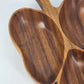 Hand Carved Natural Wooden Leaf Serving Tray 3-Section Divided Dish 16" Large