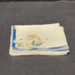 Square Polyester Tablecloth 34" x 34" & 4 Matching 12" Napkins Tulips Navy Edge