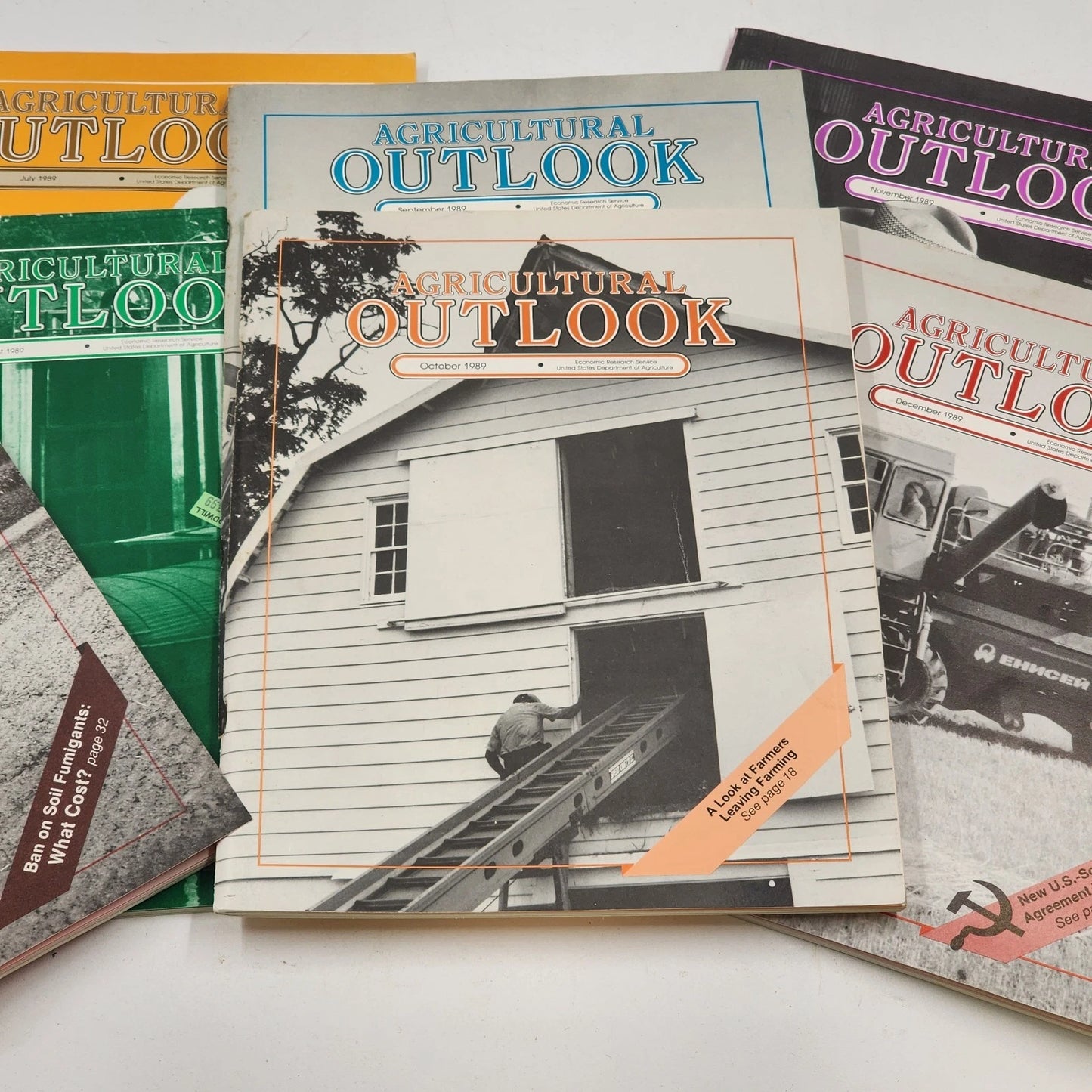 8 Agricultural Outlook Magazines May–Dec 1989 USDA Vintage Farm Reports