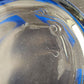 Hazel Atlas 2pc Chip and Dip Glass Bowl Set Blue Gold Grapes Wheat Pattern Faded