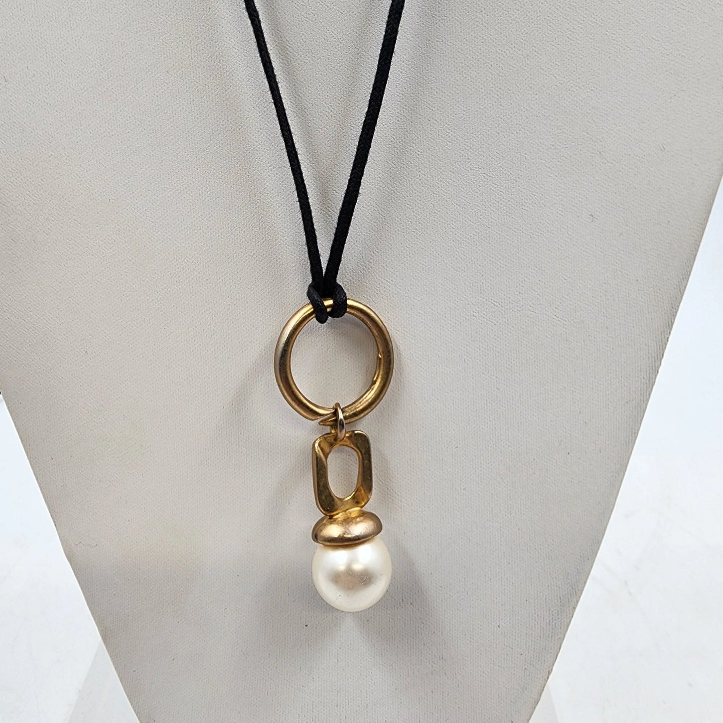 3 Corded Adjustable Necklaces Faux Pearl Heart Discs Pendant Set Boho Jewelry