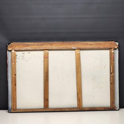 Enamel Tabletop Counter Vintage Rustic White Black Edges Wood Frame 38" As-Is