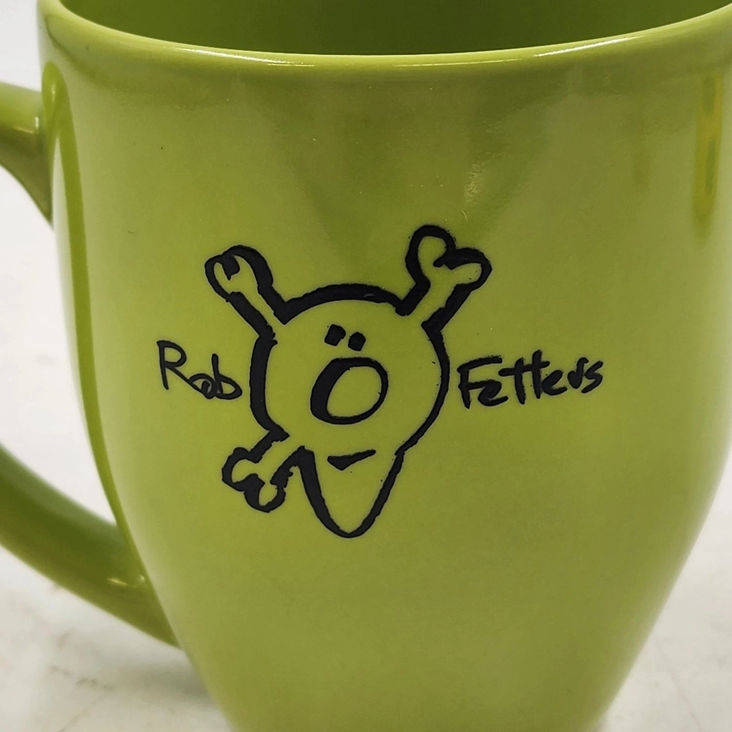 Green Coffee Mug Rob Fetters Side 1 and Earth People Don't Understand Side 2