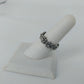 3 Pc Ring Lot Blue Rhinestone Adjustable Silver Tone Flower Chain Link Size 7