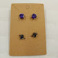 Set of 2 Stud Earrings Silver Tone with Purple and Blue Rhinestones