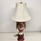 Italian Porcelain Table Lamp Urn on Pedestal Style White Bell Shaped Shade Vtg