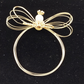 Gold Tone Wire Angel Brooch Pin w Faux Pearl Head Vintage 1990s Christmas Motif