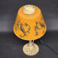 Reverse Painted Lamp Cast Iron Parrot Tropical Glass Shade Vintage Electric