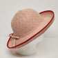 Straw Derby Beige Hat Red Band Church Wedding One Size Fits Most Made in China