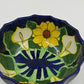 Mexican Folk Art Pottery Serving Bowl 8”x3" Talavera Sunflowers & Calla Lilies