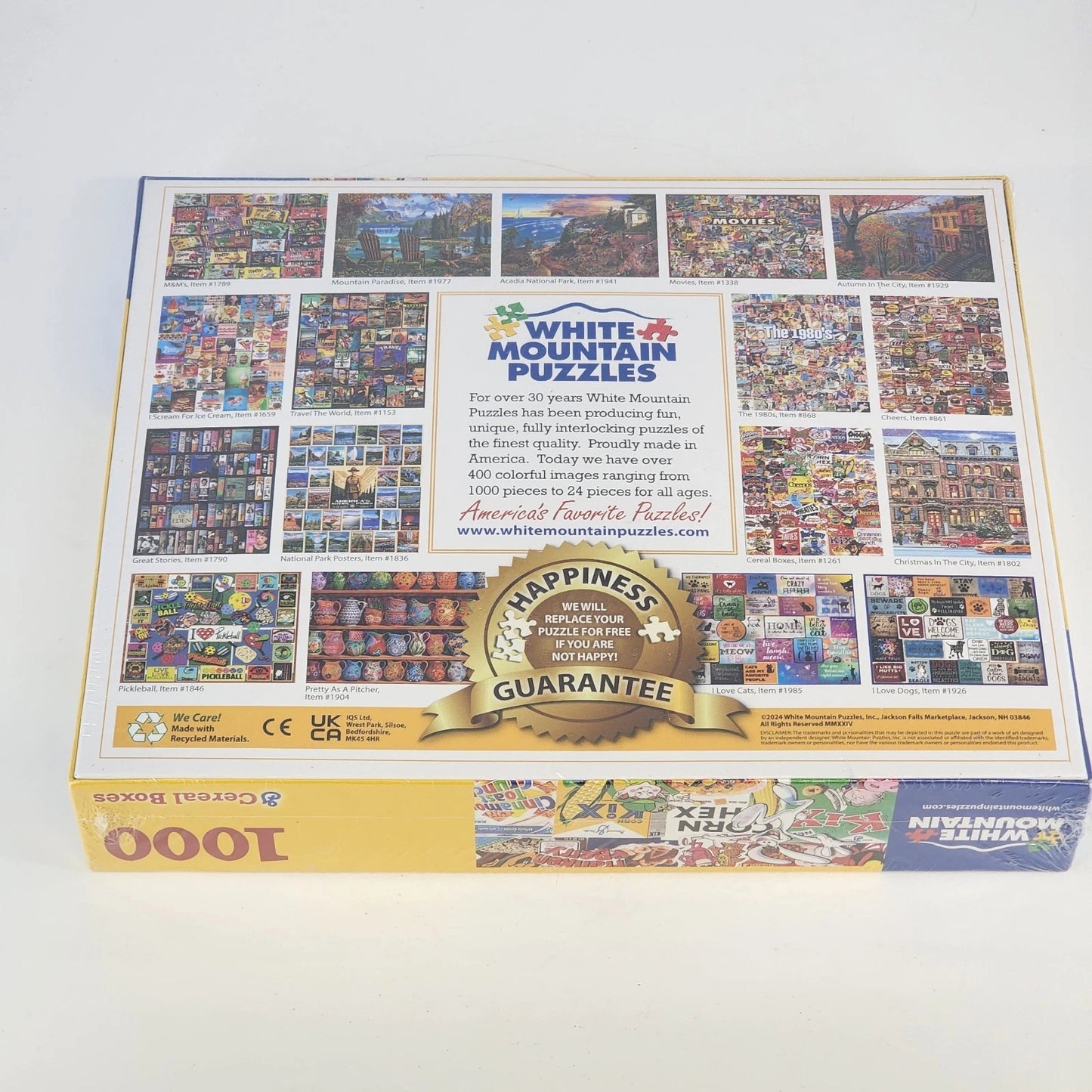 White Mountain Cereal Boxes Puzzle 1000 Piece General Mills Mellett NIB NOS