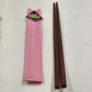 Japanese Wood Chopstick 3 Sets Kokeshi Doll Rest Butterfly Fabric Pouch Gift Vtg