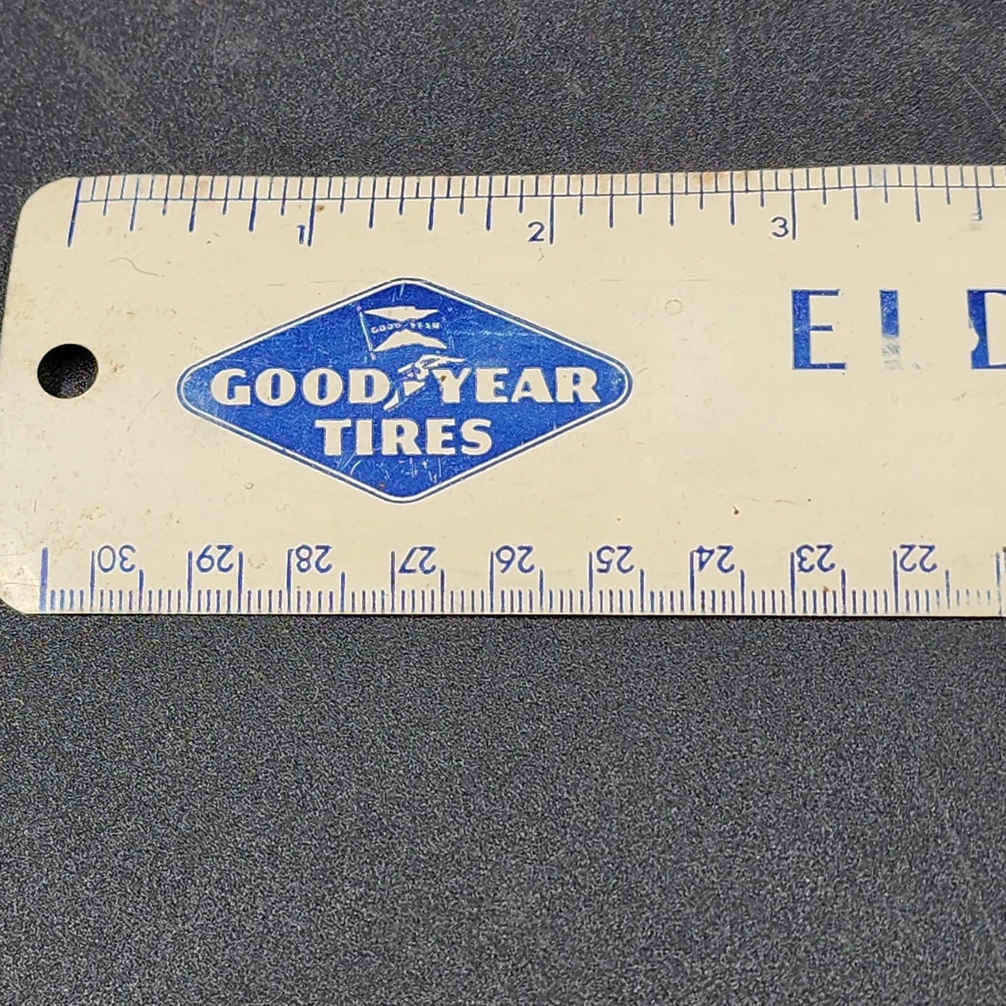Goodyear Tires 12" Metal Ruler Eldorado Garage Eldorado Ohio Vintage 2" Wide