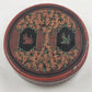 Vintage Lacquerware Coaster Set – 6 Matching Ceramic Foo Dog Coasters in Black, Red & Gold with Storage Box – Asian Guardian Lion Motif