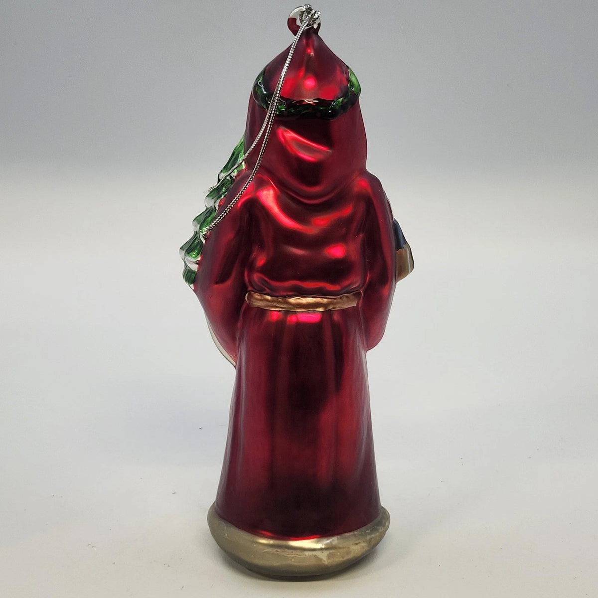 Large Santa Blown Glass Christmas Ornament Hand Painted Red Green Gifts & Tree