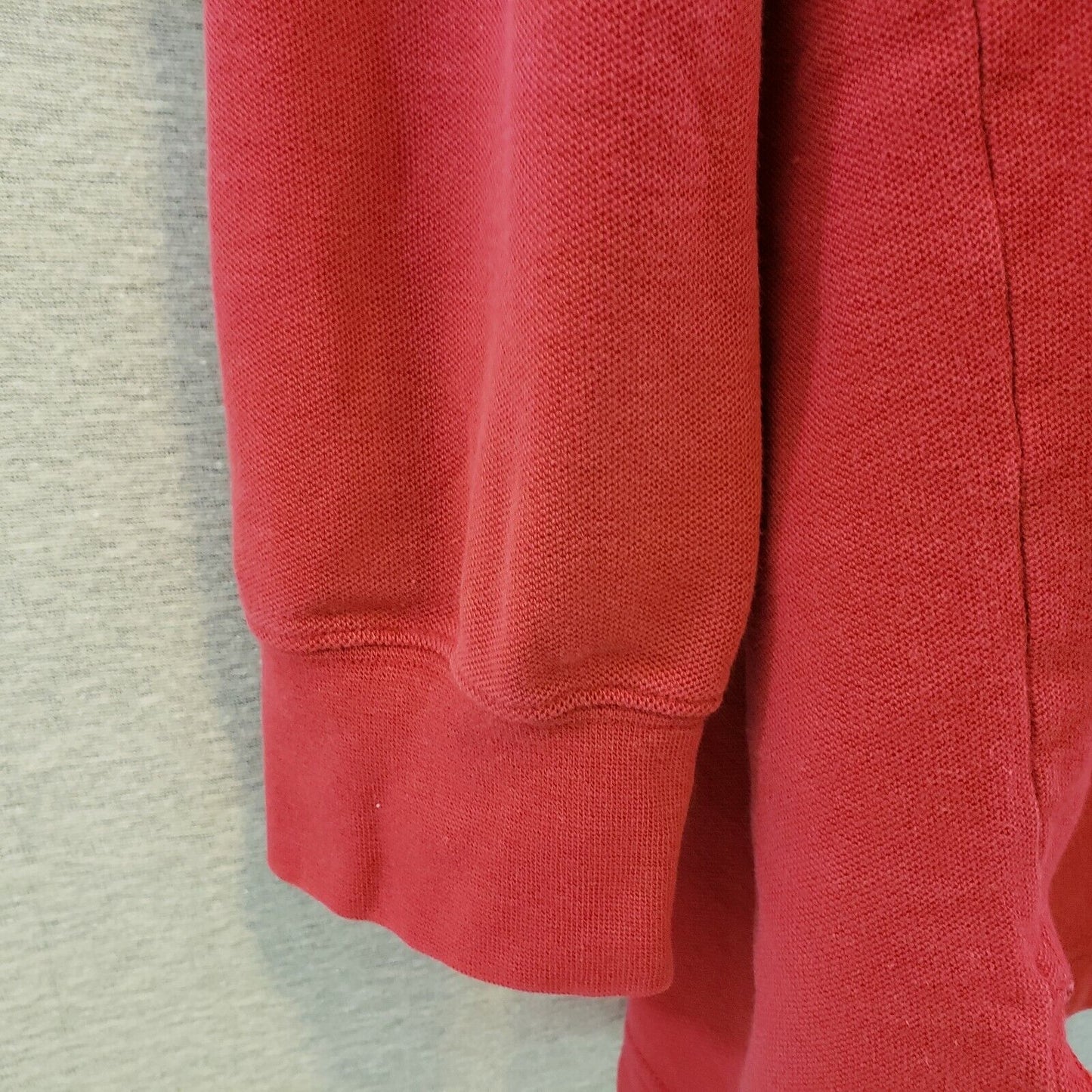Cotton Traders Mens XL Shirt Long Sleeve Polo Rugby Solid Red 6 Button