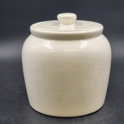 Treasure Craft All White Cookie Jar Ginger Jar Shaped 8.25" x 8.5" w Lid Mexico