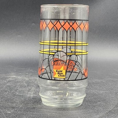 Gold Star Chili Pepsi Cola Clear Drinking Glass 6" Tiffany Style Vtg Advertising