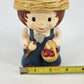 Vintage Farmer Boy Head Vase Planter Straw Hat Country Decor