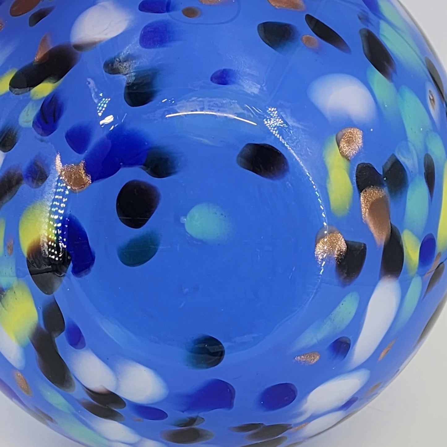 Vetrai Italian Glass Vase Blue Stretch Confetti Hand Blown Centerpiece