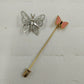 Monet Silver Tone Wire Small Butterfly & Gold Pink Butterfly Stick Pin Brooch
