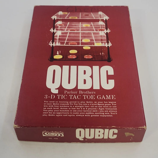 Parker Brothers Qubic 3-D Tic Tac Toe Game No. 400 Board Game Boxed 1965 Vtg USA