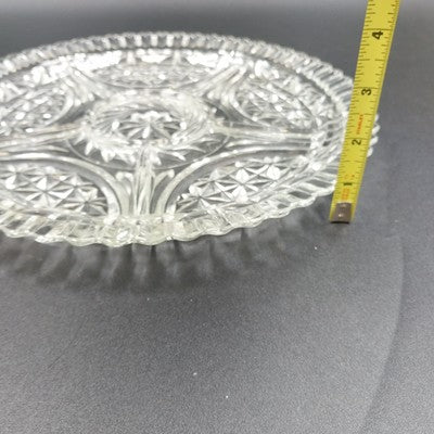 Anchor Hocking Stars & Bars Relish Platter 12"d EAPC 5 Part Divided Vintage