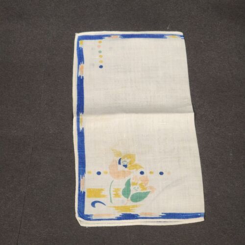 Square Polyester Tablecloth 34" x 34" & 4 Matching 12" Napkins Tulips Navy Edge