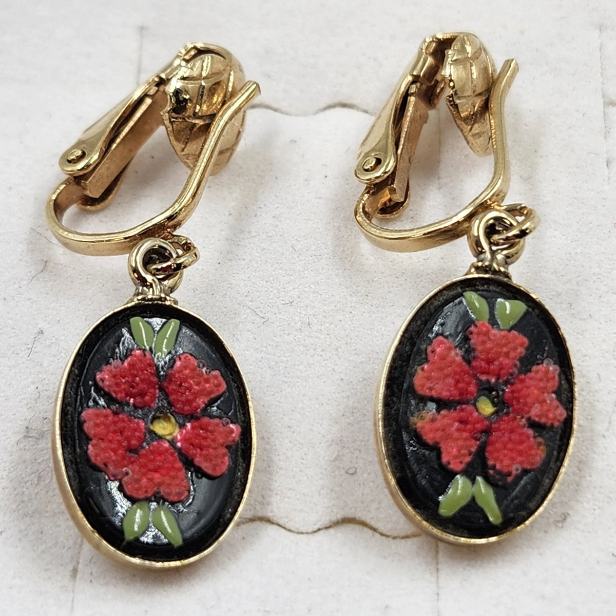 Clip On Earrings Lot 4 Pairs Avon Enamel Faux Pearl Rhinestone Floral Swarovski
