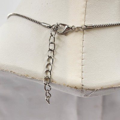 Silver Tone Box Chain with Crystal Clear Rhinestone Cross Pendant 11.5" Necklace