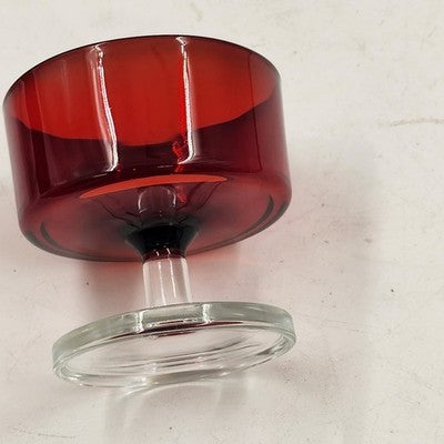 4 Ruby Red & Clear Sundae Glasses Luminarc France Champagne Cocktail Dessert Vtg