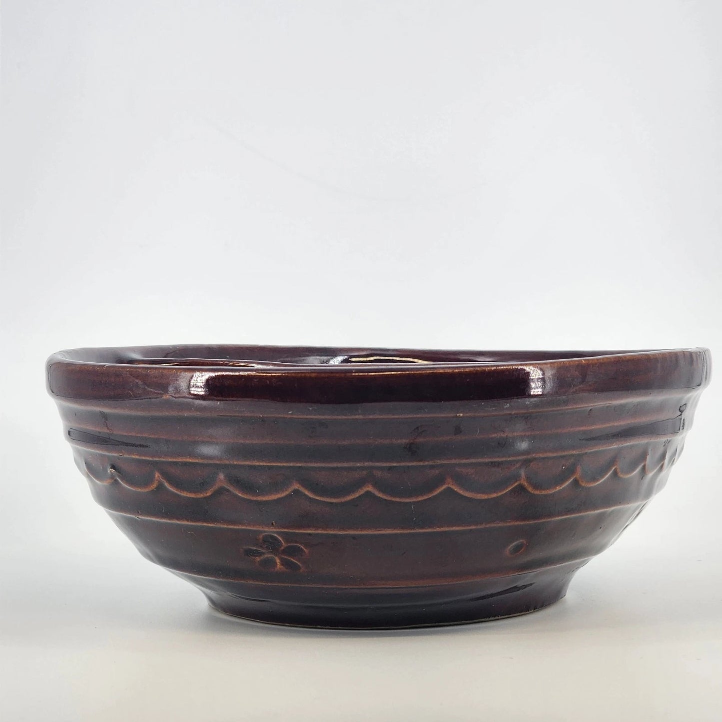 Marcrest Daisy Dot Divided Serving Bowl Brown 8"x10" Stoneware Oven Proof USA