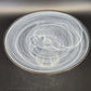 Badash White Alabaster Glass Cake Stand Swirl Silver Trim Footed 12.75" Elegant