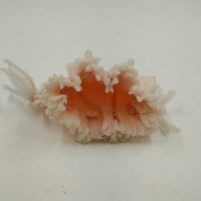 Cream Pink Textured Fabric Tulle Cosmetic Jewelry Drawstring Purse Pouch Bag