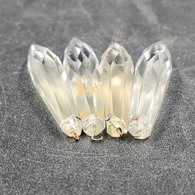 4 Rock Icicle Spear Crystal Glass Drop Chandelier Prisms 2.95" w Wire Connectors