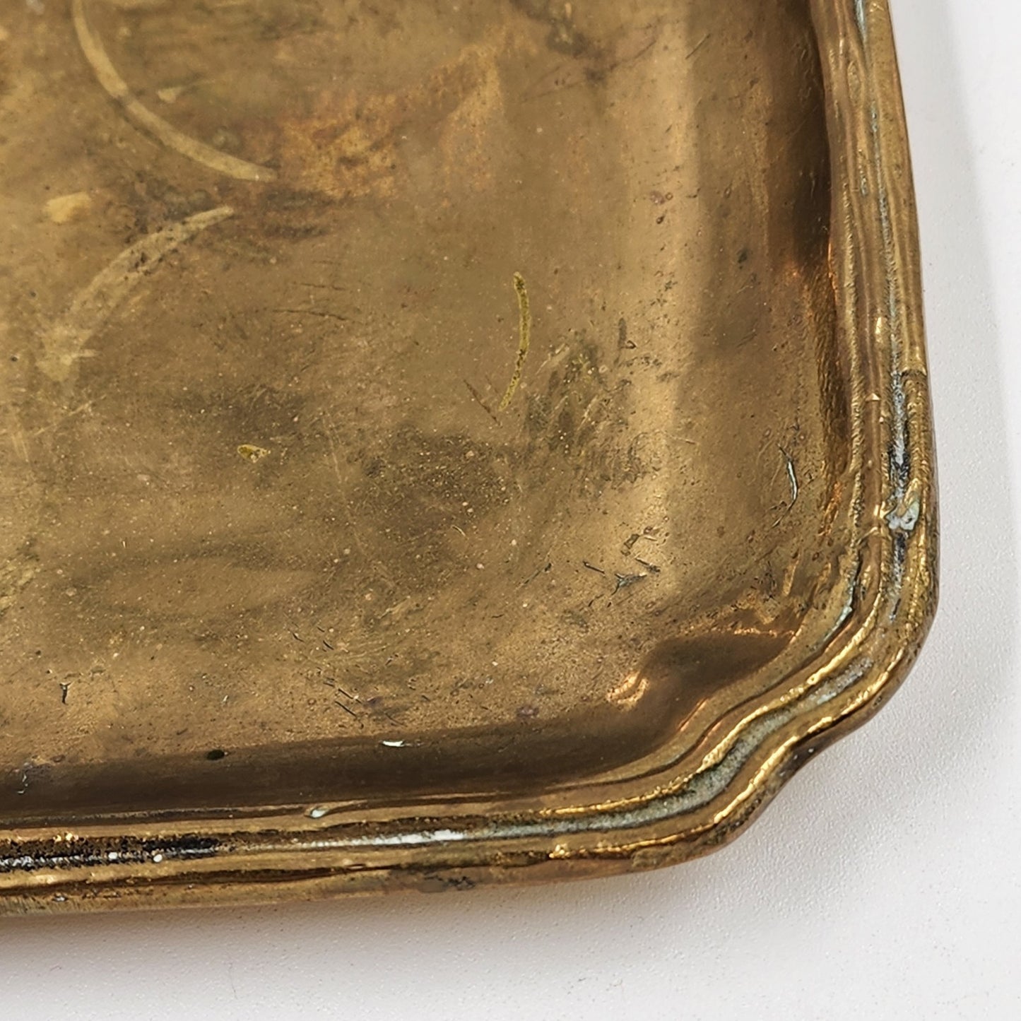 Italian Square Serving Wall Gold Plate Solid Cast Brass 6" with Double Rim Edge