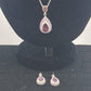 Silver Tone Chain Pear Cut Dangle Purple Rhinestone Amethyst Necklace & Earrings
