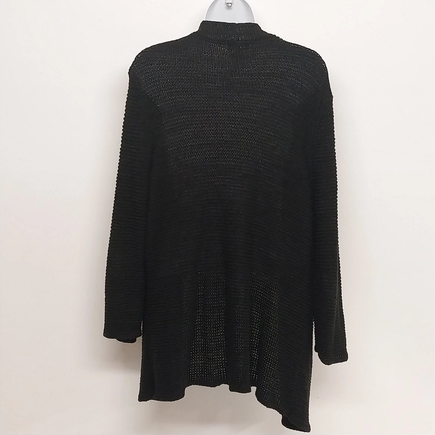 Laura Ashley Women's Black Open Front Knit Cardigan Sweater Medium Acrylic Nylon