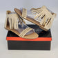 Adrianna Cathy-8 Beige Gladiator Sandals Women's 8 Fringe Ankle Height Zip NIB