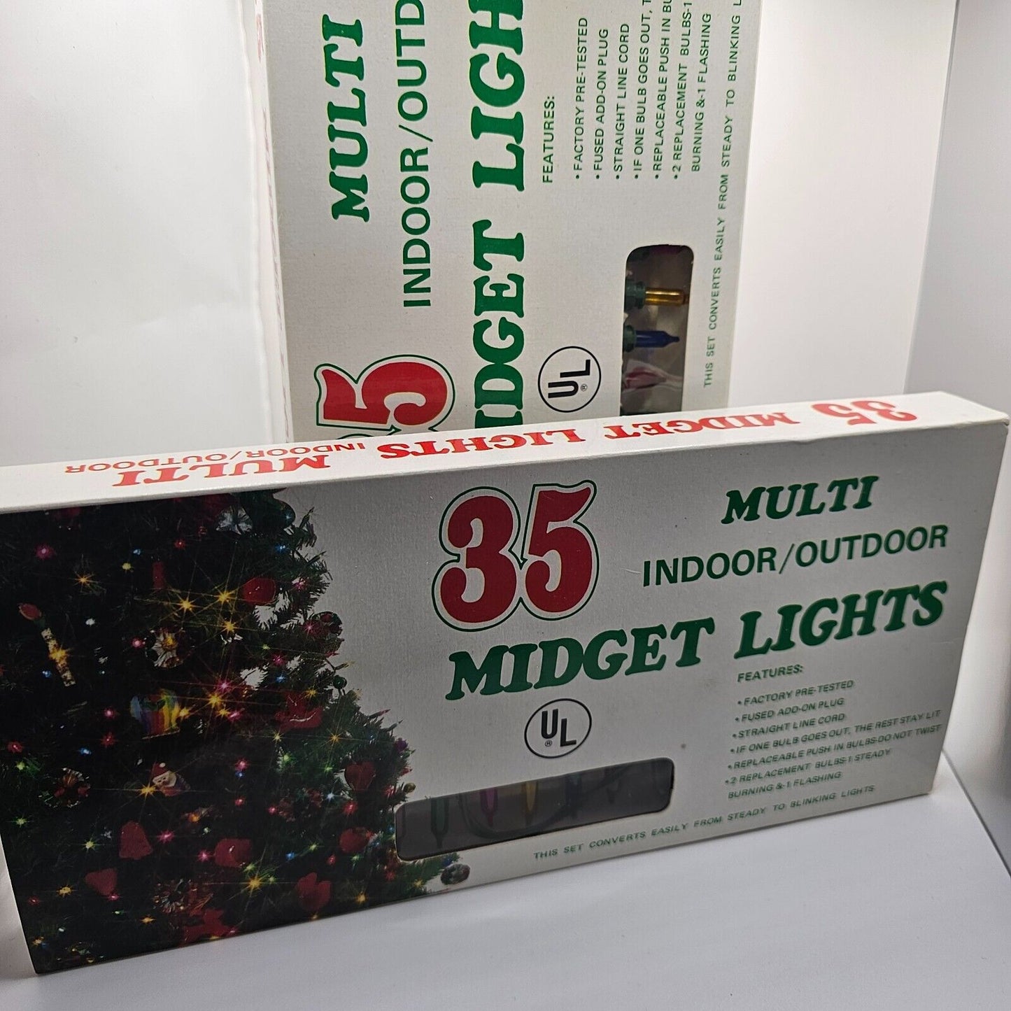 2 pack 35 Midget Lights Indoor Outdoor Vintage Twinkle Christmas Bulbs Taiwan