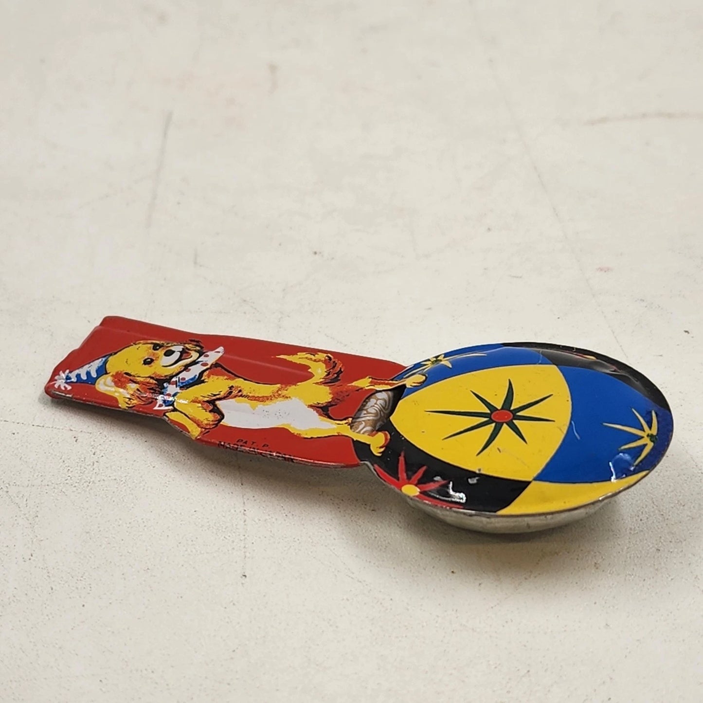 Tin Litho Dog Circus Whistle Toy Made in Japan Working Metal Toy 1960's Vintage