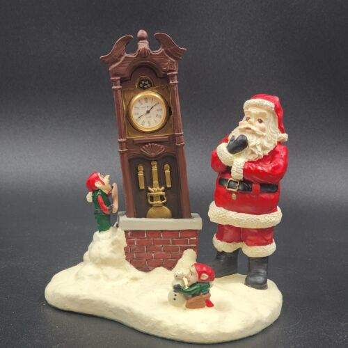 Christmas Chimney Clock Figurine 1999 Howard Miller Up On The House Top 645-415