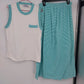 Hastings & Smith Tank Top Skirt 2 pc Set Womens Aqua White Striped Sleeveless