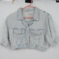 Paris Blues Cropped Denim Jacket Women's Small Light Wash Short Sleeve Button