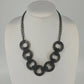 Gunmetal Chain Link Statement Necklace Oversized Circle Runway Fashion Vintage