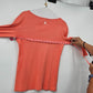 DKNY Jeans Women’s Medium Dream Tee Peach Orange Floral Graphic V-Neck 3/4 Sleeve Top
