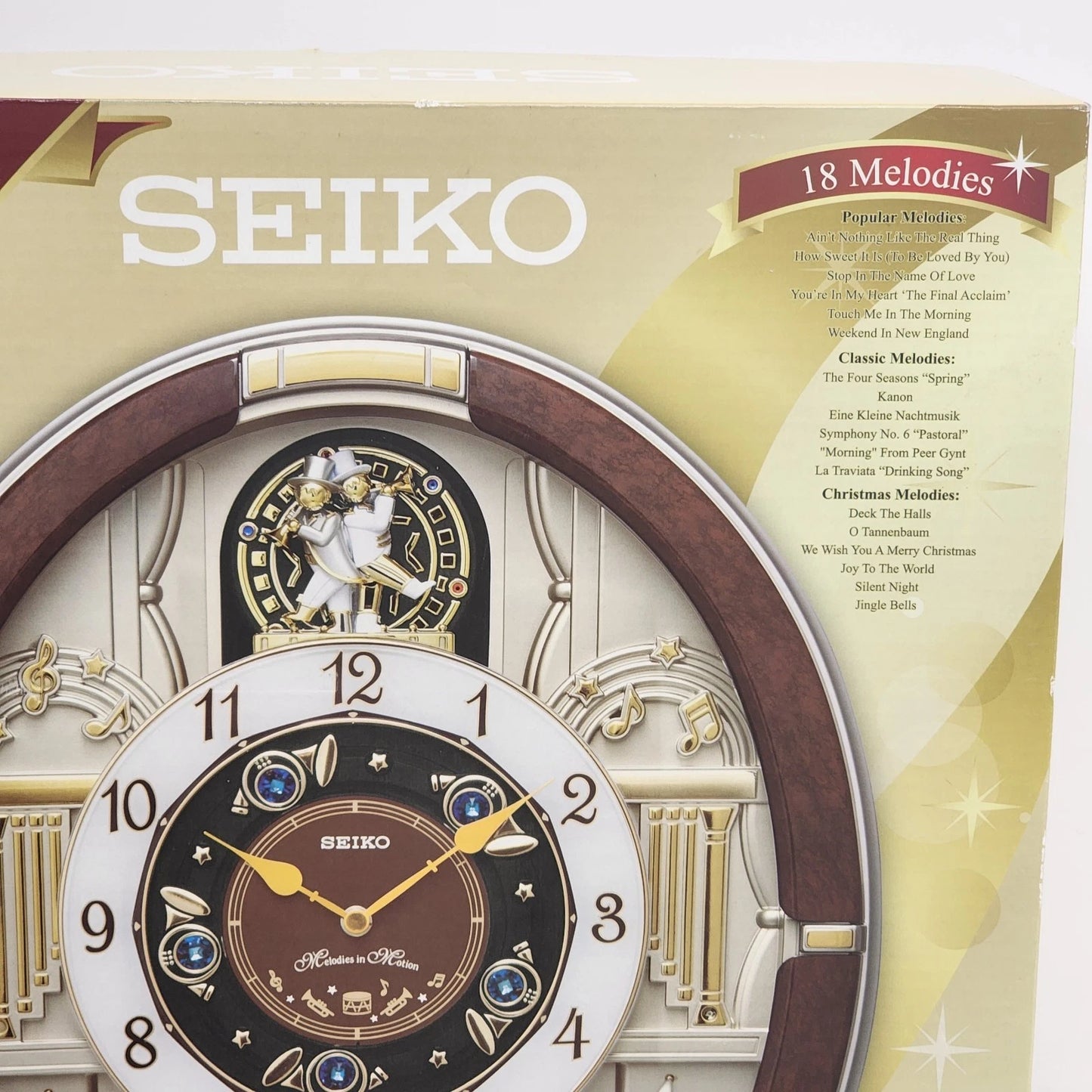 Seiko Swarovski Wall Clock NIB Golden Trumpet 18 Melodies Special Collector’s Ed