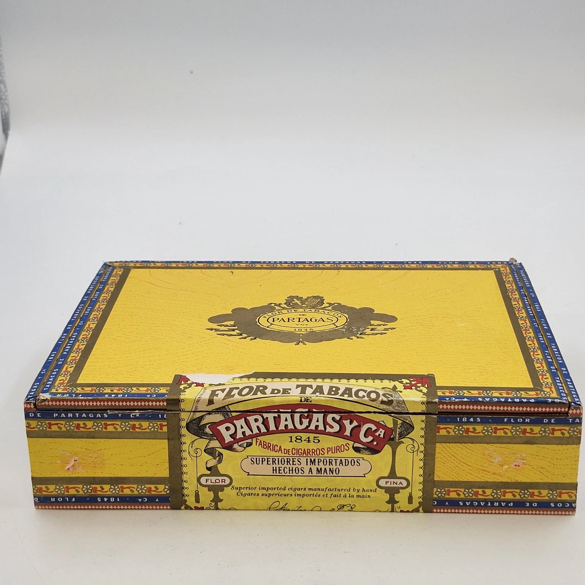 Partagas Flor de Tabacos 1845 Sabrosos 20 Empty Wooden Cigar Box Vintage