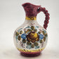 Italian Ceramic Pottery Pitcher Hand Painted Bright Floral Twist Handle 8.5"