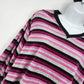 Studio Works Women’s 1X Pink Gray Black Striped V Neck Long Sleeve Pullover Top